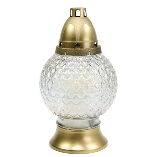 Floristik24 Grave light spherical shape 28h Ø13cm H24.5cm gold