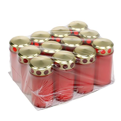 Product Grave candle cylindrical red Ø6cm H12cm 12 pieces