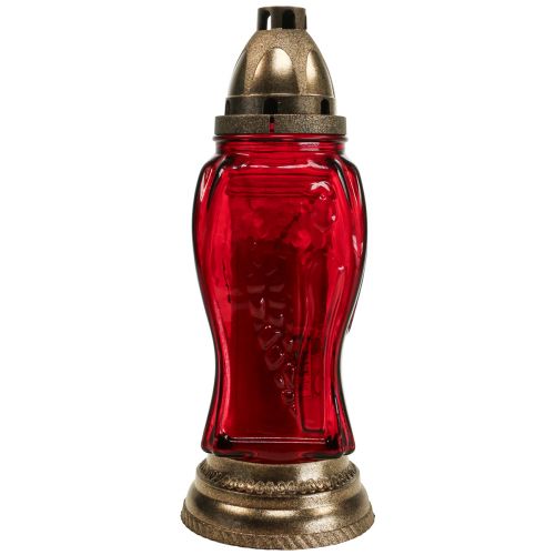 Grave light glass engraving angel grave lantern red Ø11cm H28.5cm