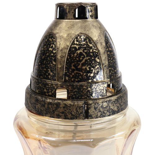 Floristik24 Grave light glass tendrils roses H26cm Ø12cm tinted gold 24–30h