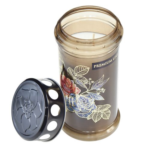 Floristik24 Grave Candles Motif Candles Flowers Ø7.5cmH16.5cm 3 Days 3 Pcs