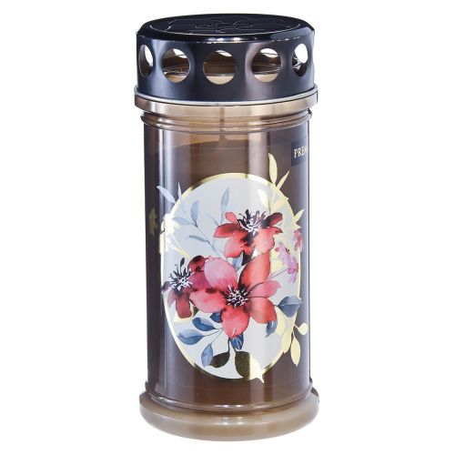 Floristik24 Grave Candles Motif Candles Flowers Ø7.5cmH16.5cm 3 Days 3 Pcs