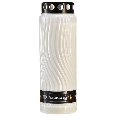 Floristik24 Grave candle lid motif flower white black 10 days H27cm