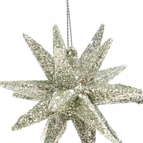 Floristik24 Glitter stars to hang champagne Christmas tree decorations 7.5 cm 8 pieces