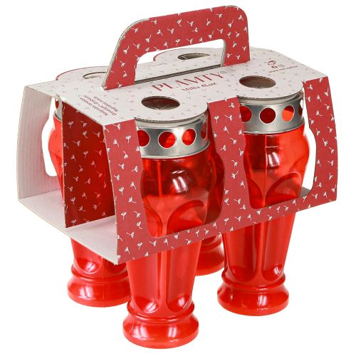 Product Grave lights red grave candles burning time 18h Ø9cm H19cm 4 pcs