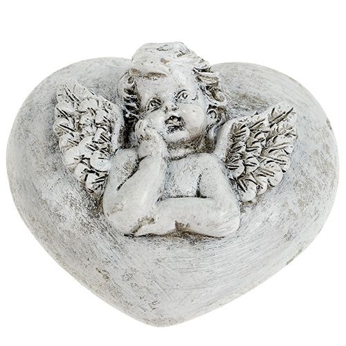 Floristik24 Grave decoration hearts with angel 9cm 3pcs