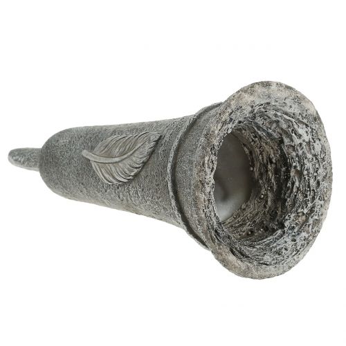 Floristik24 Grave vase with feather gray 25.5cm 2pcs