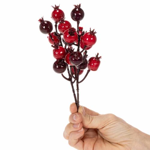 Artificial pomegranate branch with branching stems as vase decoration, 19cm, 4 pieces | Floristik24.ie