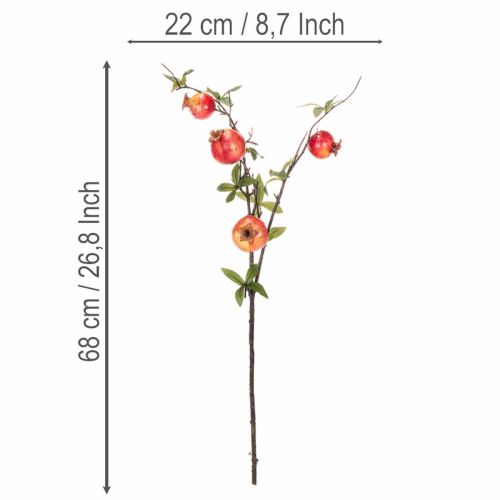 Artificial pomegranate branch as a fruit branch for table decoration, 68cm | Floristik24.ie