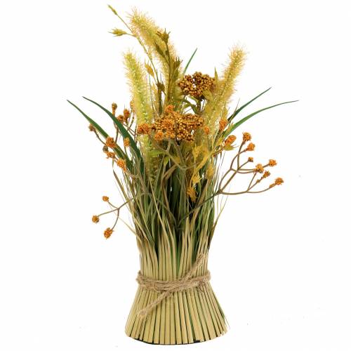 Floristik24 Grass bunch, deco grass with yarrow, autumn deco yellow, green H27cm