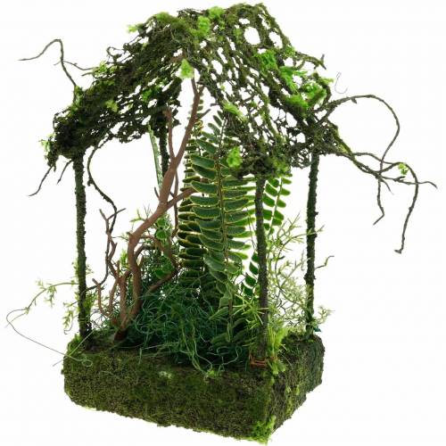Moss deco grass house with artificial moss and fern