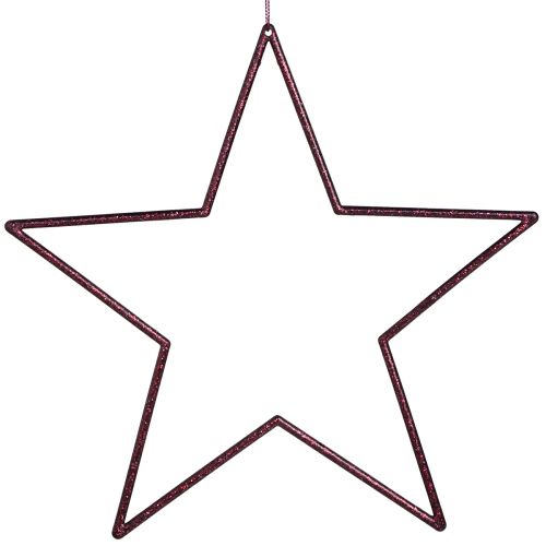 Product Large decorative stars for hanging, 24cm, berry glitter, Christmas decoration, set of 6