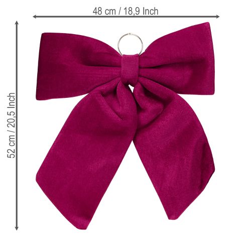 Floristik24 Large velvet Christmas bow, outdoor, red, 48×52cm