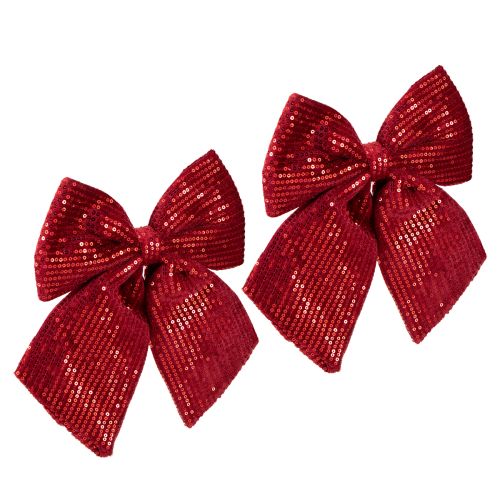 Product Large velvet bow with sequins dark red 20×22cm 2pcs