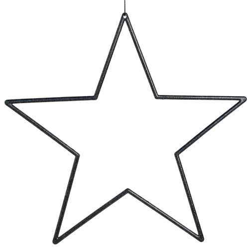 Product Large black glitter hanging stars, Ø24cm, Christmas and party decorations, set of 6