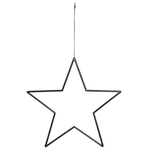 Product Large black glitter hanging stars, Ø24cm, Christmas and party decorations, set of 6