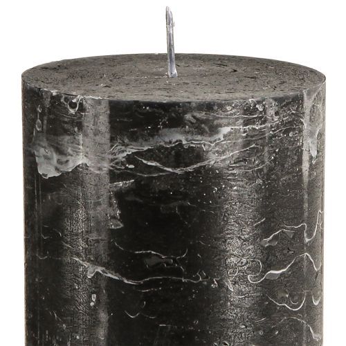 Floristik24 Large pillar candles black marble look 85x200mm 2 pcs