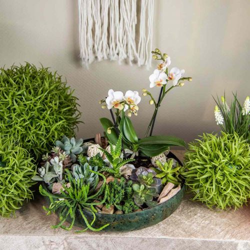 Floristik24 Large decorative bowl green antique bowl metal Ø38cm H7cm