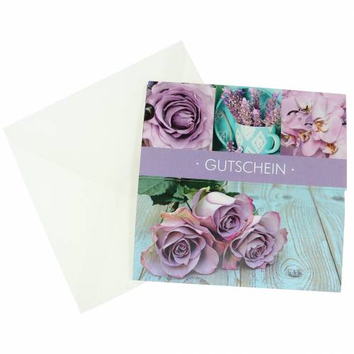 Product Voucher card rose lilac + envelope 1pc
