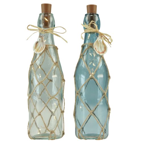 Floristik24 Glass bottle light blue micro LED fairy lights maritime H28cm 2pcs