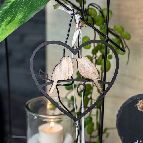 Product Hanging decoration heart with birds decoration for hanging 12 cm 4 pieces