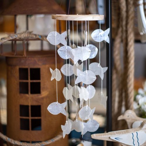 Floristik24 Hanging decoration shells Capiz wind chime garden Ø12cm L49cm