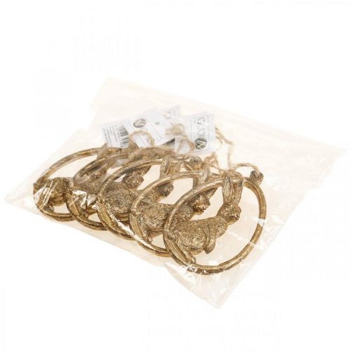 Floristik24 Easter hanging decoration Easter bunny decoration egg gold 9cm 6pcs