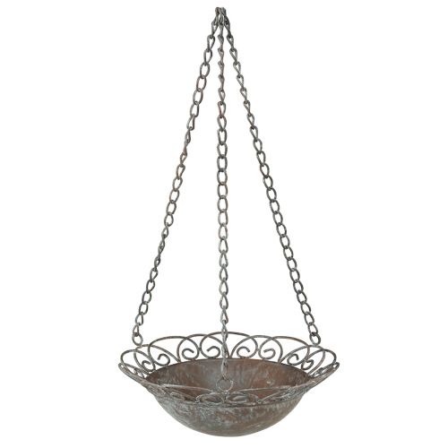 Floristik24 Hanging decoration bowl metal for hanging brown white Ø24.5/28cm