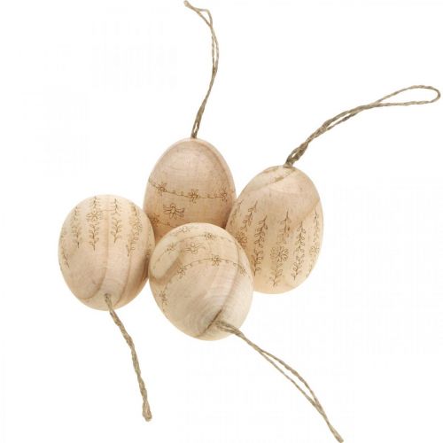Floristik24 Easter eggs wooden wooden eggs to hang up with jute cord 7cm 4pcs