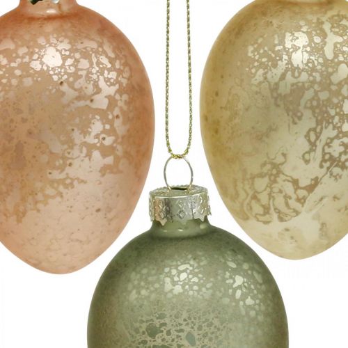 Floristik24 Easter egg to hang up golden, pink, green plastic 6.5cm 6pcs