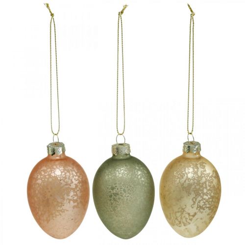 Floristik24 Easter egg to hang up golden, pink, green plastic 6.5cm 6pcs