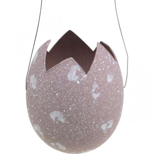 Easter egg to hang purple, pink, yellow egg plastic H6.5cm 6pcs