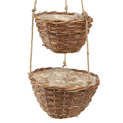 Floristik24 Hanging basket flower basket 2 baskets wood natural Ø20cm/26cm