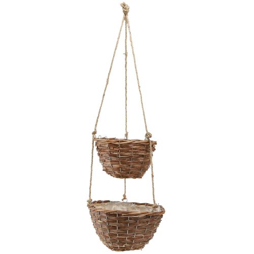 Product Hanging basket flower basket 2 baskets wood natural Ø20cm/26cm