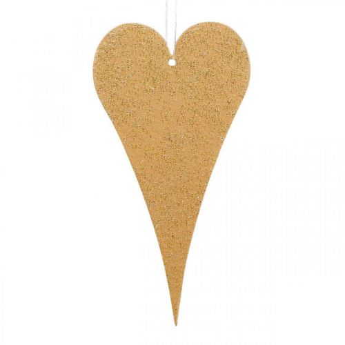 Hanging decoration window metal hearts, decorative hearts to hang up beige/yellow/orange H10cm 6pcs