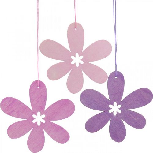 Floristik24 Decorative flower wooden pendant wooden flower purple/rose/pink Ø12cm 12pcs