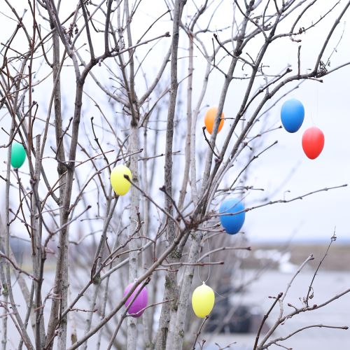 Product Easter egg ornaments for spring decoration, home or garden. Colorful decorative items, 6cm, 24 pieces.