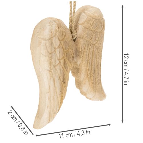 Wooden Angel Wing Pendant for Hanging Decoration 12cm | Floristik24.ie
