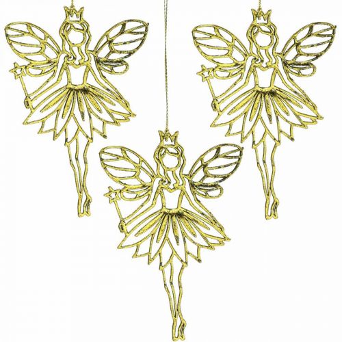 Product Christmas tree decorations elf fairies pendant golden H15cm 16pcs