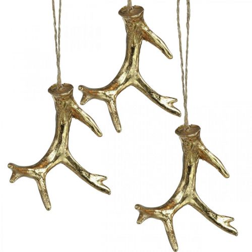 Product Christmas pendant deco antler tree decoration gold 7.5cm 6pcs