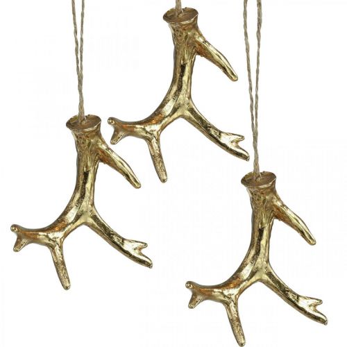 Christmas Decoration Antler Tree Decoration Gold 7.5cm 6 Pcs