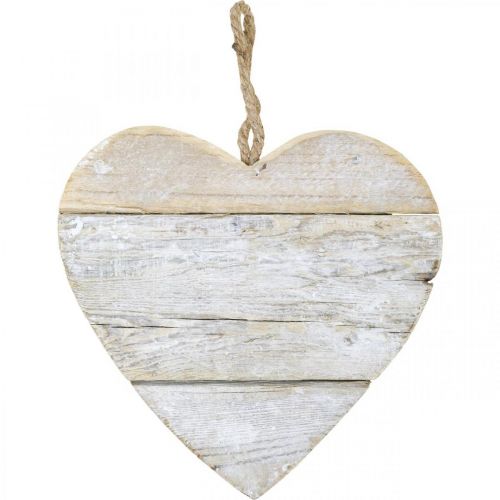 Floristik24 Heart made of wood, decorative heart for hanging, heart decoration white 24cm