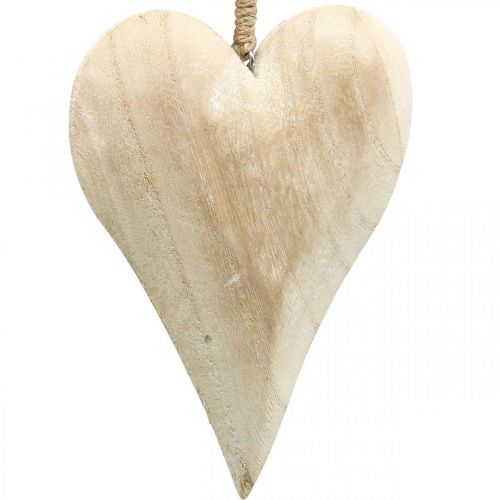 Heart made of wood, decorative heart for hanging, heart decoration H16cm 2pcs