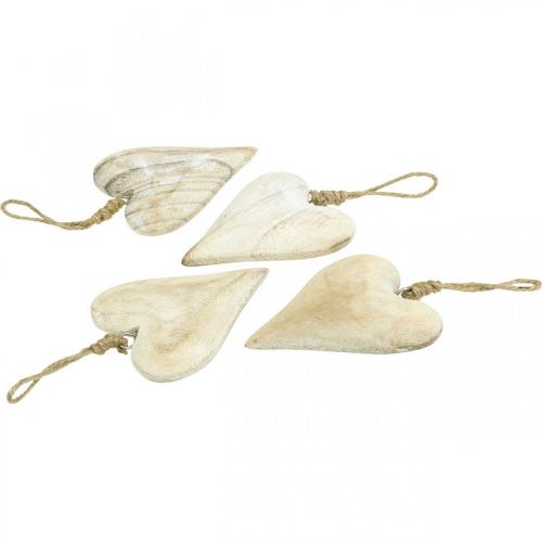 Product Heart made of wood, decorative heart for hanging, heart decoration H10cm 4 pcs