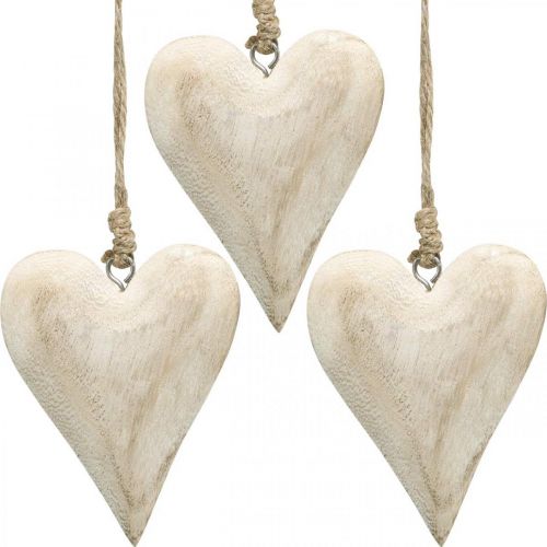 Floristik24 Heart made of wood, decorative heart for hanging, heart decoration H13cm 4pcs