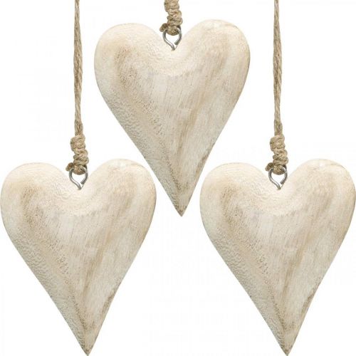 Heart made of wood, decorative heart for hanging, heart decoration H13cm 4 pcs