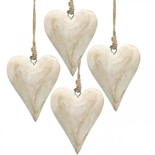 Product Heart made of wood, decorative heart for hanging, heart decoration H10cm 4 pcs