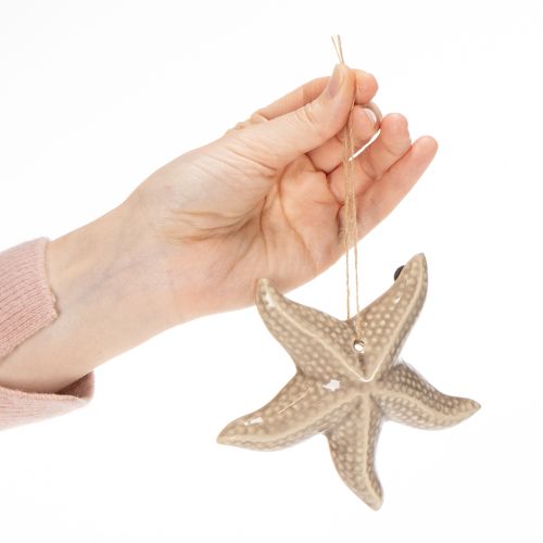 Product Ceramic starfish decoration for hanging, for a maritime flair, summer decoration for the home, 12cm, 2 pieces