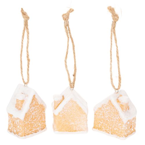 Gingerbread House Ceramic Hanging Decoration Winter Christmas Decoration 6cm 3pcs | Floristik24.ie