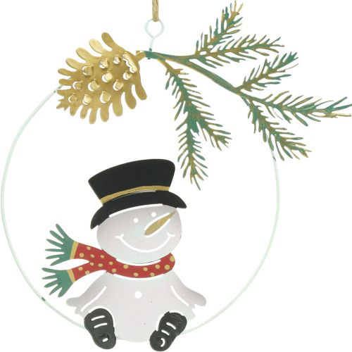 Product Christmas pendant snowman decoration ring metal Ø14cm 3pcs